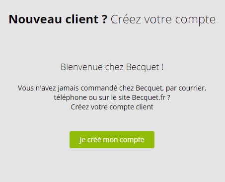 Création de mon compte client Becquet.fr